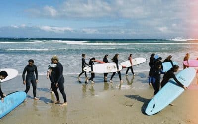 Girls surfing camp with csalt